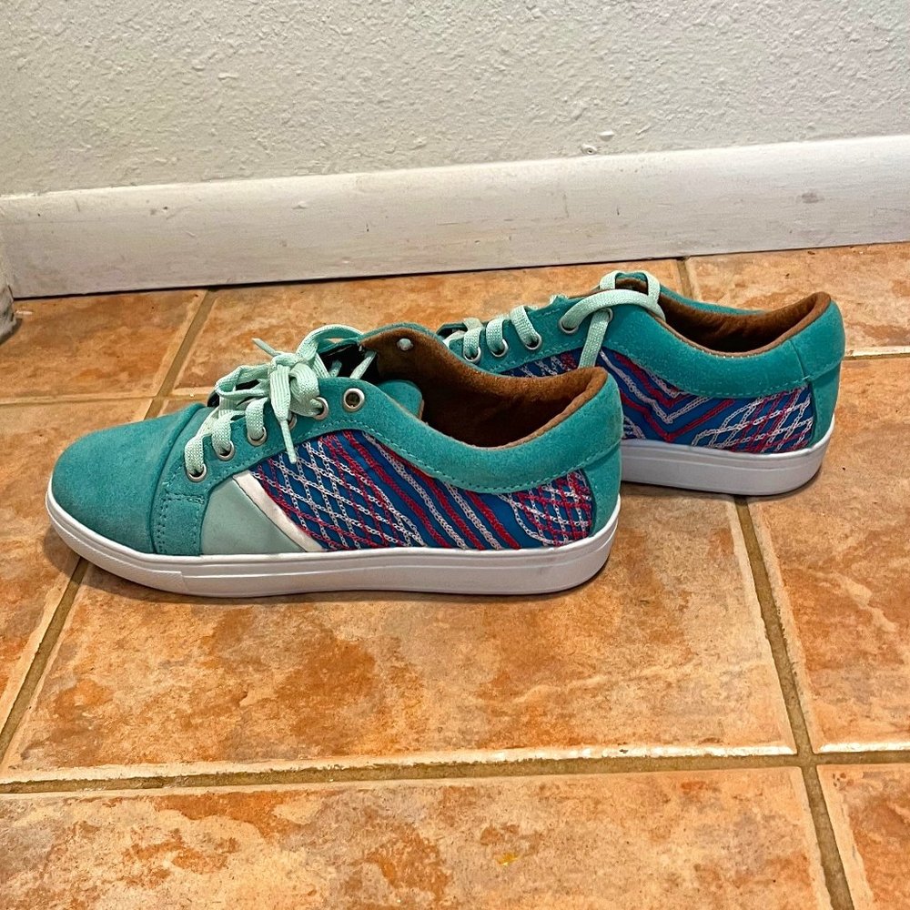 Teal Sneakers from Oaxaca, Mexico